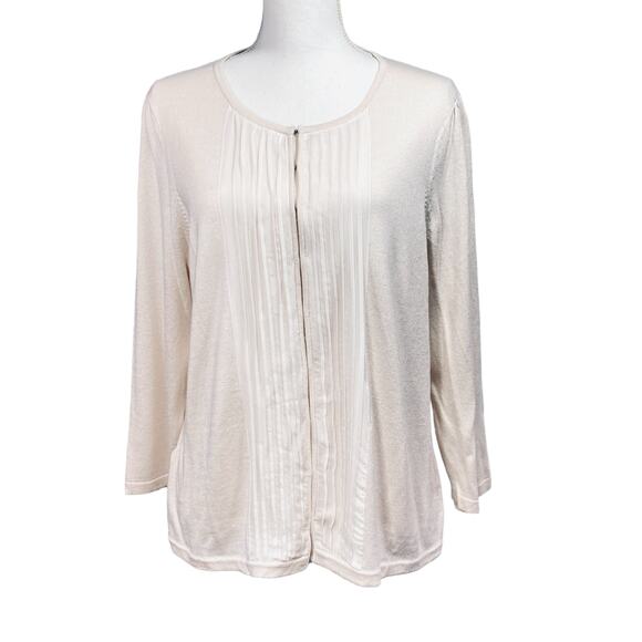 NWT Ann Taylor Ivory Cardigan Silk and Cashmere Tuxedo Front Size XL - Picture 2 of 8